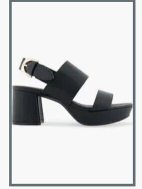 Aerosoles Casseta Platform Leather Sandal Black Like New- sz 9